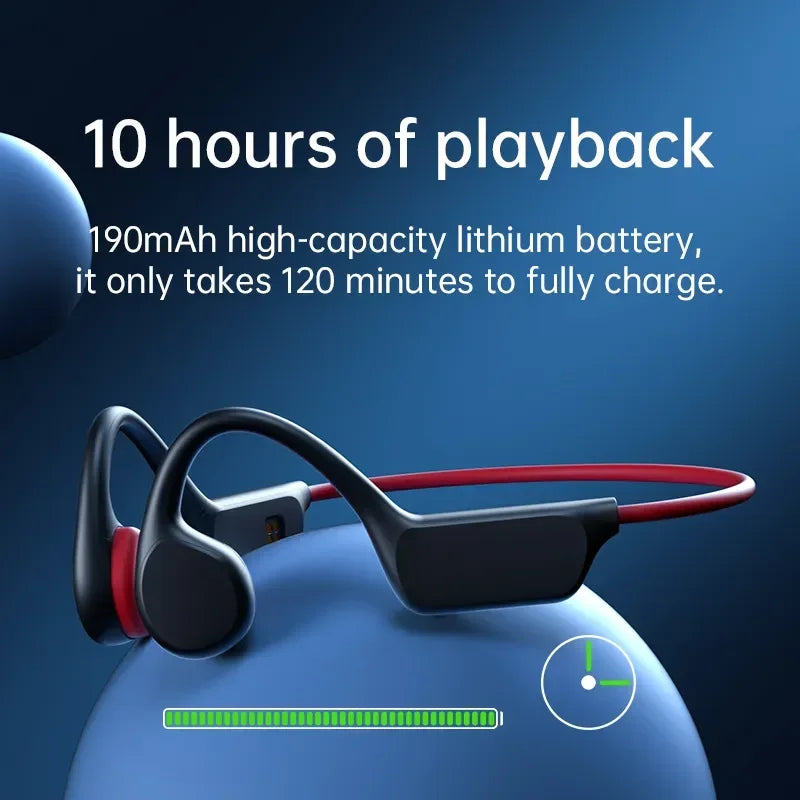 Bone Conduction Earphones Bluetooth Wireless IPX8 Waterproof MP3 Player Hifi Ear-hook Headphone With Mic Headset Swimming Earbud