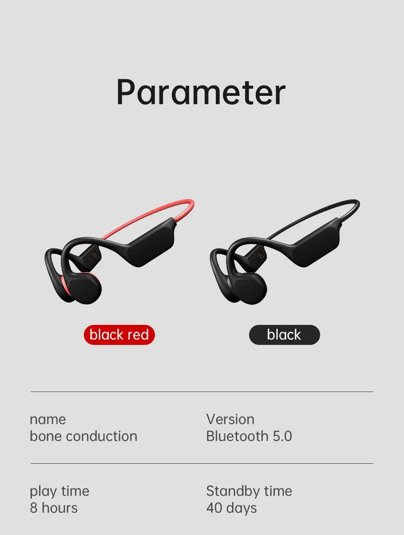 Bone Conduction Earphones Bluetooth Wireless IPX8 Waterproof MP3 Player Hifi Ear-hook Headphone With Mic Headset Swimming Earbud