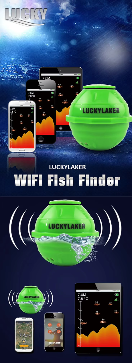 Lucky-FF916: WiFi Wireless 50m Range Fish Finder Sonar for Unforgettable Boat Fishing Adventures