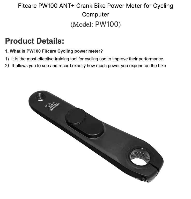 PW100 ANT+ Crank Bike Power Meter - Precision Cycling Performance Tool