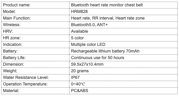 Fitcare HRM828 Rechargeable Bluetooth Ant+ with SDK Chest Strap Heart Rate Monitor Sensor in Fitness