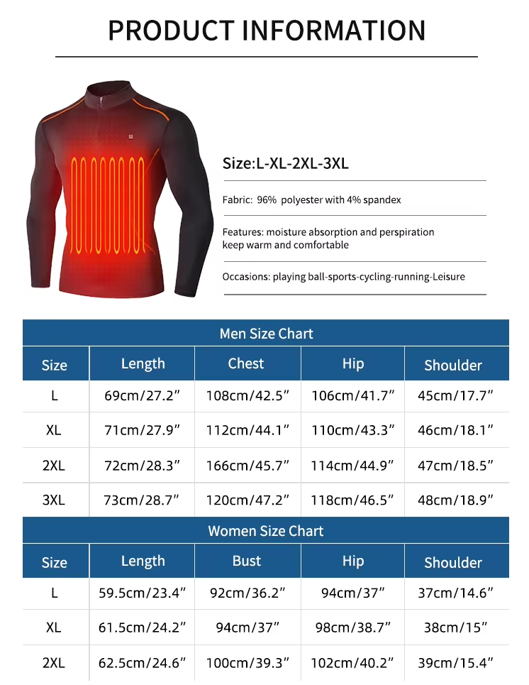 Stay Warm and Active: High-Quality Sport Heated Long Sleeve Thermal Underwear