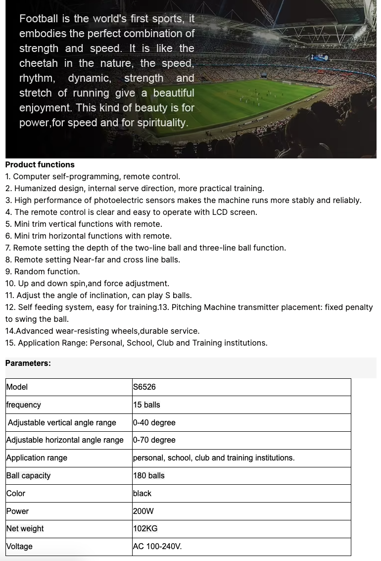 Intelligent Soccer Football Throwing Machine For Football Soccer Sports Athletics Training ( Shoot the ball up to 140 km/H)