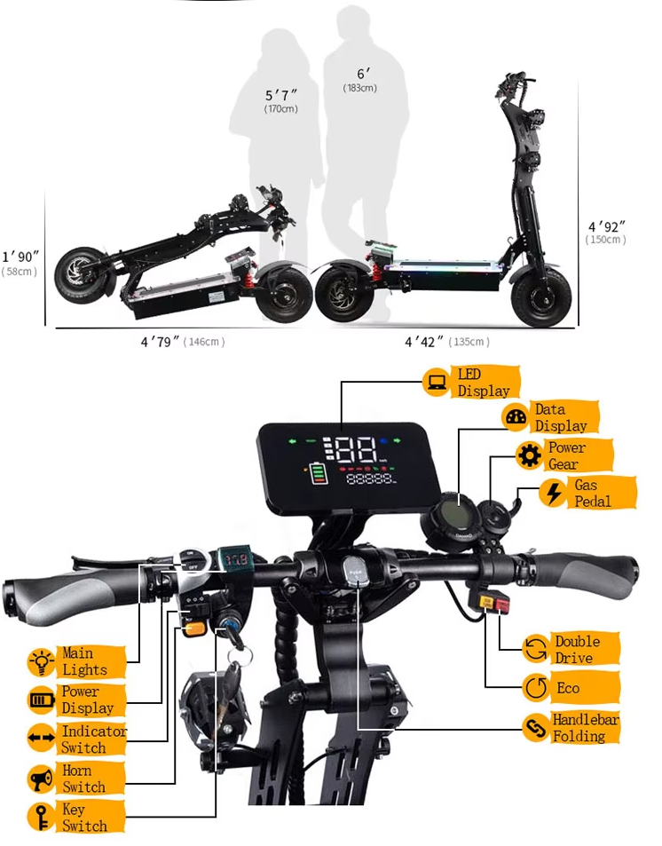 Fast 13 inch 72V 8000W dual motor Adult electric scooter adult 8000 / 10000 watt