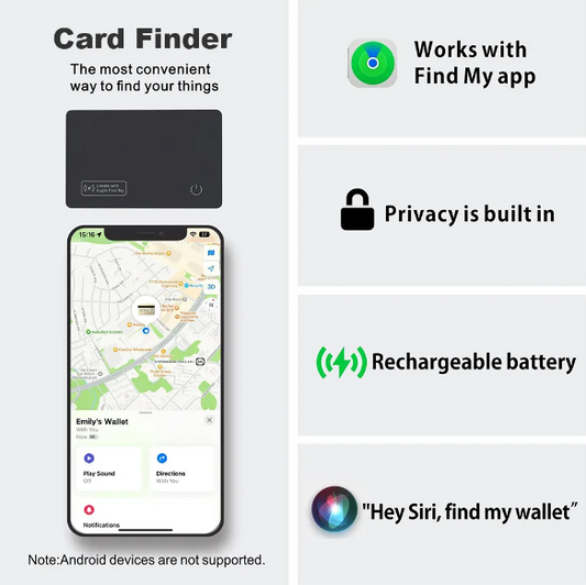 Smart Track Card - Ultra-Slim Wallet Locator with Apple Find My Compatibility (Black)