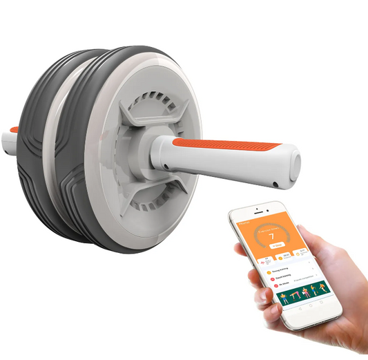 Smart Ab Roller with Fitness App - Dual Wheels for Ultimate Stability and Core Strength (iOS & Android Compatible)