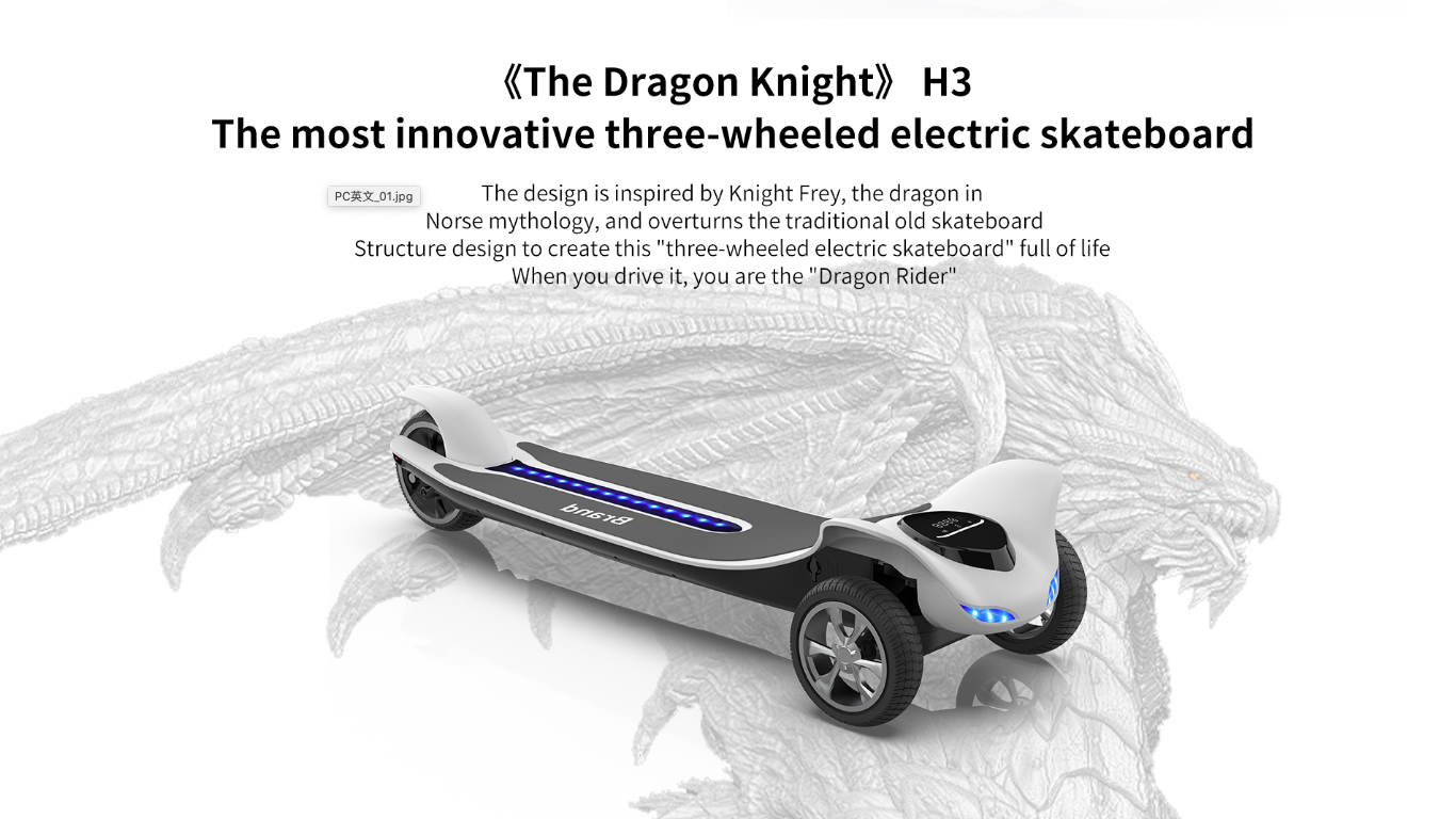 Experience the Thrill: Ride the Dragon Knight H3 Three-Wheeled Electric Skateboard