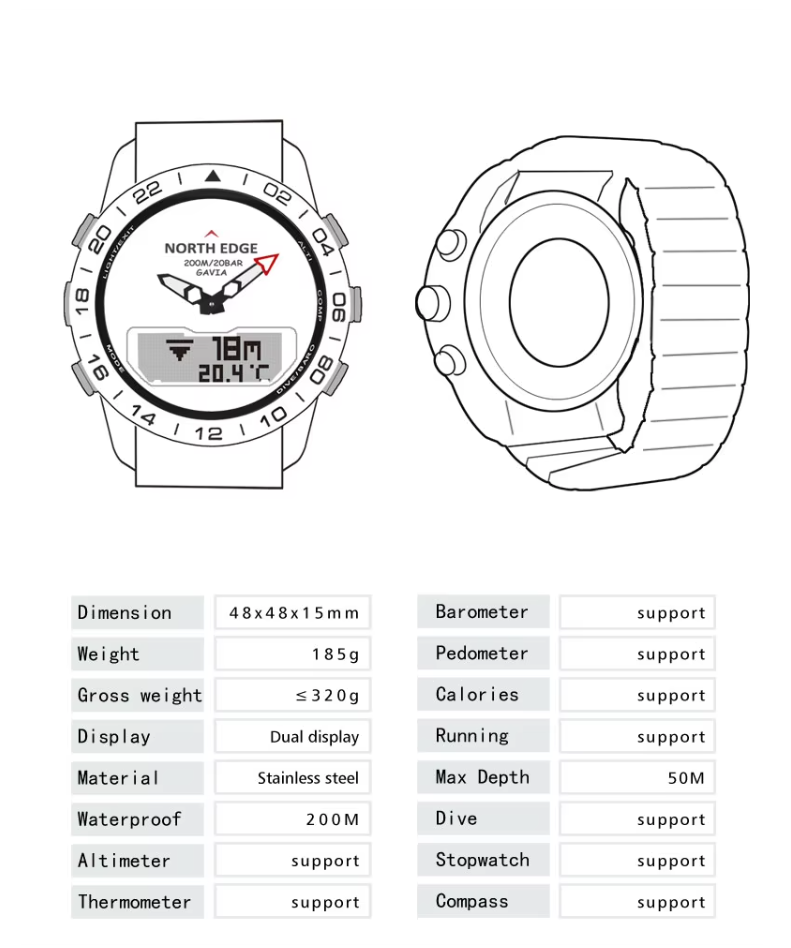 NORTH EDGE GAVIA: The Ultimate 200M Waterproof Digital Watch for Adventurers and Professionals