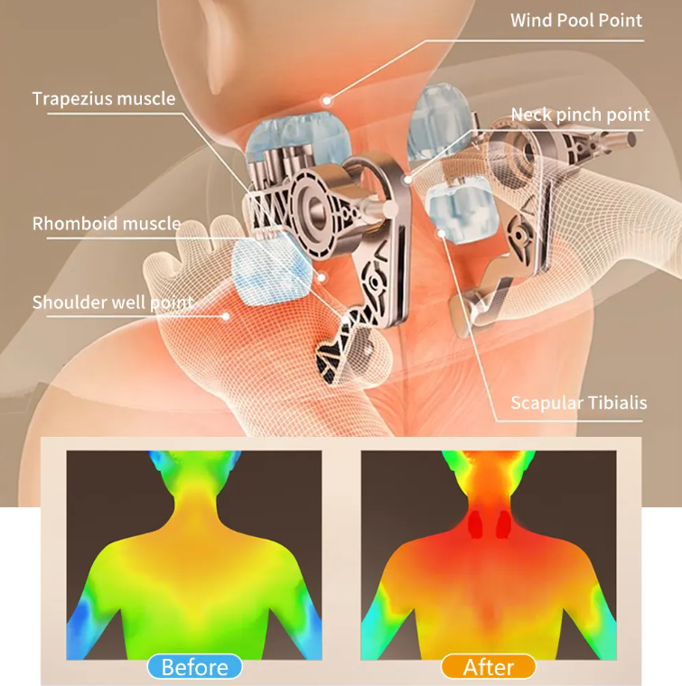 Ultimate Relaxation: Rechargeable Wireless Back & Neck Massager for Deep Tissue Relief