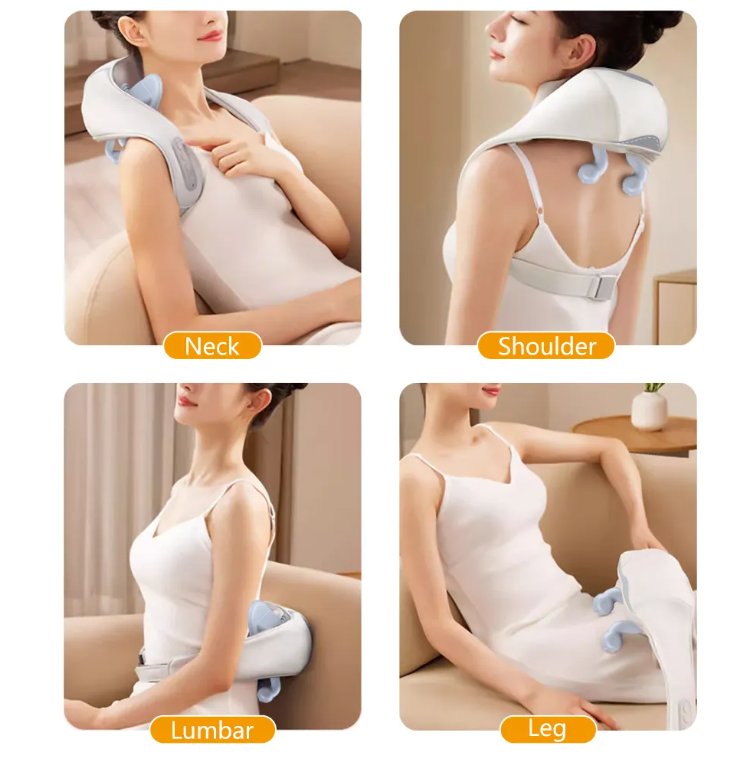 Ultimate Relaxation: Rechargeable Wireless Back & Neck Massager for Deep Tissue Relief