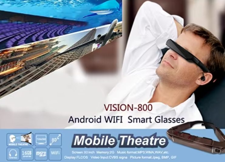 Explore New Dimensions with VISION-800: Android 4.4 Super Smart Retina 3D VR Glasses with 5.0MP Camera, WiFi, Bluetooth, and Video Recording