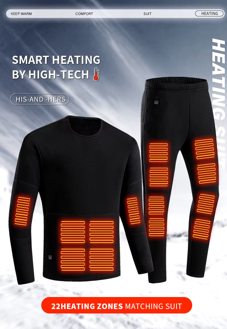 HeatWave Smart Hi-Tech Heated Clothes Set: Ultimate Comfort with Integrated Heating Technology (Top + Pants)