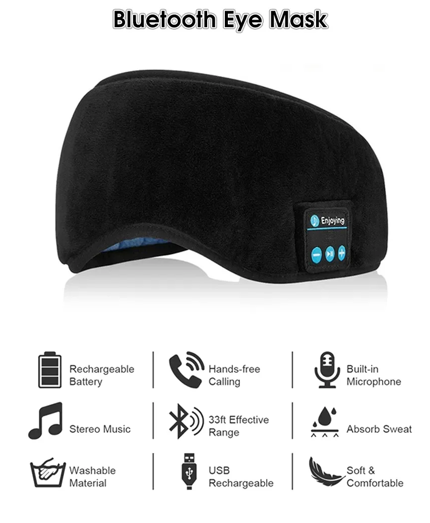 Bluetooth Sleep Mask Upgraded 3D Headphones Men Women Sleep Headphones Eye Mask