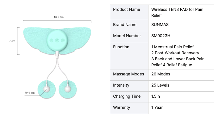 Break Free from Pain: Portable EMS TENS Therapy Pad for Soothing Period Relief